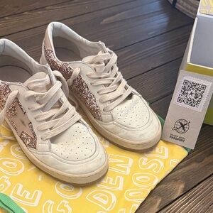 Golden Goose Beige and Rose Gold Glitter Sneakers girls size 35